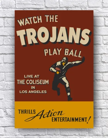 Discover USC Southern California Trojans Coliseum Vintage Style Poster
