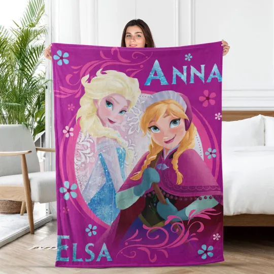 Discover Personalized Disney Princess Anna Elsa Blanket Gift For Friends, Kids