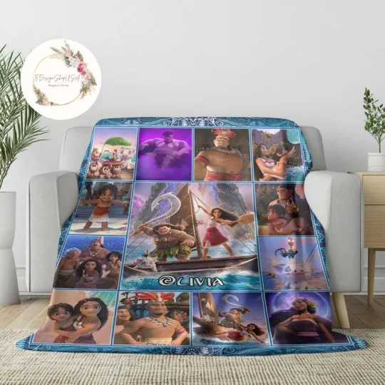 Discover Personalized Disney  Princess Moana 2 Blanket Gift For Friends, Kids