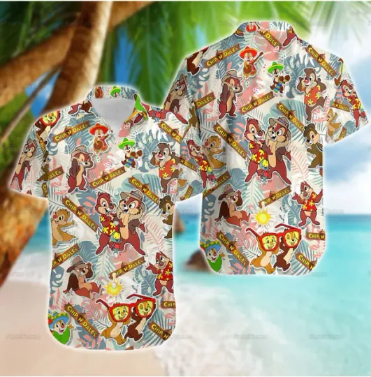 Discover Chip And Dale Hibiscus Summer Hawaiian Shirt, Gift for Men and Women