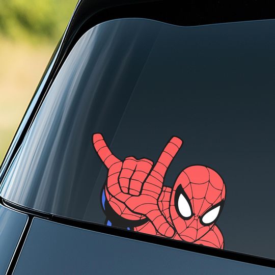 Discover Spider Man Peeker Peeking Peekabo Car Decals Movie Bumper Sticker Waterproof Weatherproof Marvel Super Heroes Water Bottles D2HK24