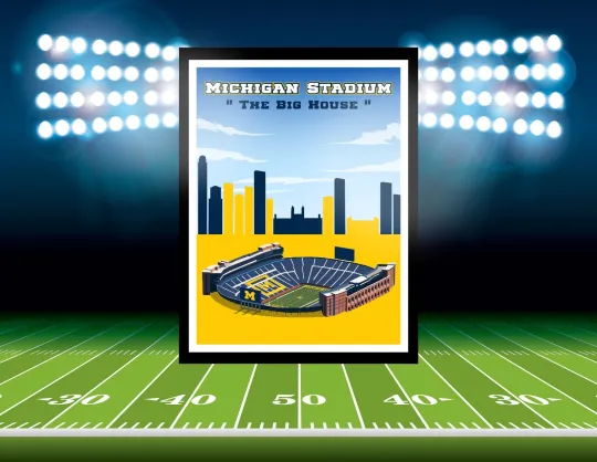 Michigan Stadium Wolverines Fan Mancave Poster