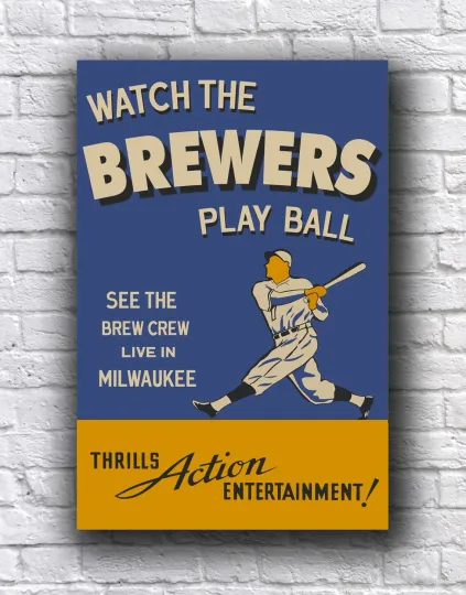 Discover Milwaukee Brewers Vintage Style Play Ball Cardstock Vertical Poster