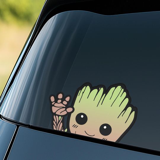 Discover Baby I Am Groot The Guardians Peeking Peek Peekabo Peekers Bumper Window Vinyl Decal Cute Marvel Avengers Disney Stickers D2HL03