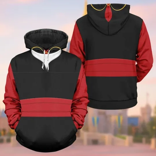 Discover Jafar Cosplay Costume Aladdin Villain  Evil Sorcerer Black Red Hoodie 3D Printed