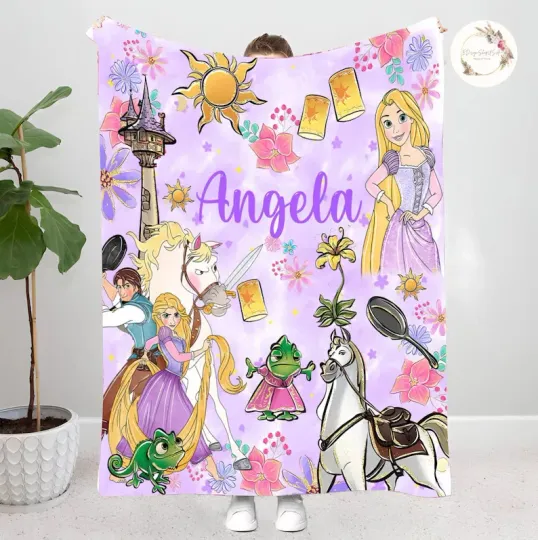 Discover Personalized Disney Tangled Rapunzel Blanket Gift For Friends, Kids