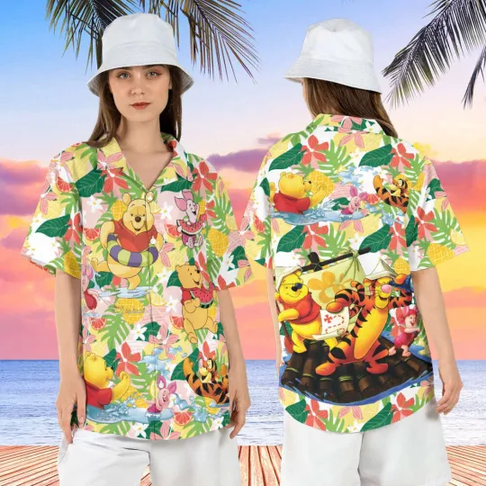 Discover Winnie The Pooh Pineapple Pooh Bear Tropical Pooh & Friends Summer Hawaiian Shirt