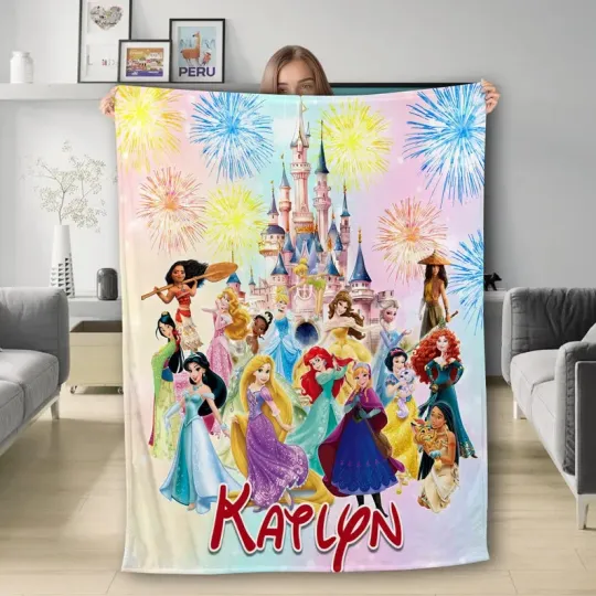 Personalized Princess Mulan Belle Aurora Fleece Bed Blanket Gift For Friends