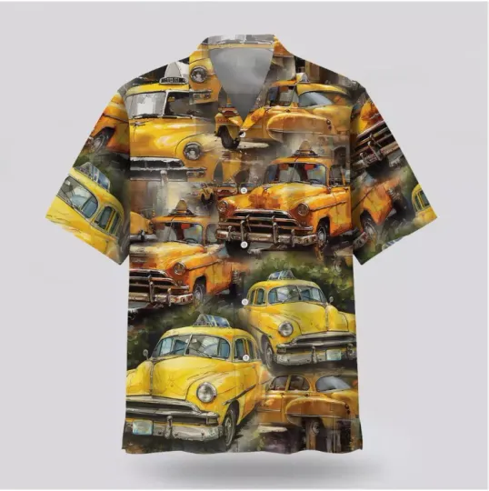 Vintage Taxi Summer Hawaiian Shirt, Gift for Men and Women