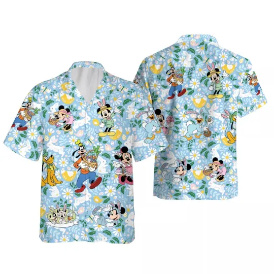 Discover Goofy And Friends Happy Easter Day Bunny Costume Summer Hawaiian Shirt, Gift for Men and Women