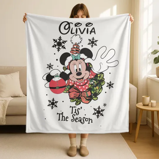 Discover Personalized Disney Minnie Mouse Christmas Tis The Season Cozy Fleece Blanket