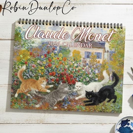 Discover Cat Art 2026 Wall Calendar, Monthly Calendar for Home & Office