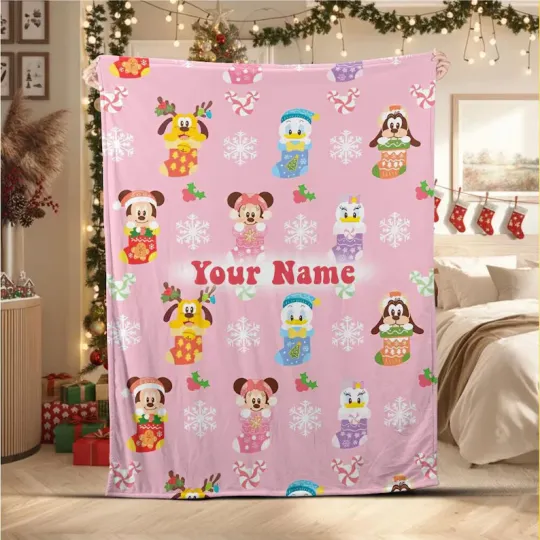 Discover Personalized Disney Cute Micky & Minnie Mouse Friends Fleece Blanket
