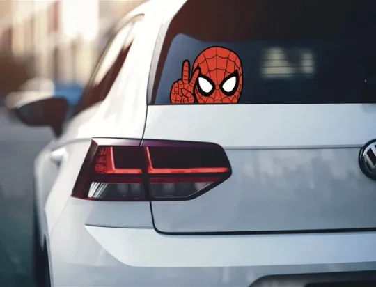 Discover Spider-Man Peeking Car Decal | Window Sticker Vinyl Graphic for Cars & Trucks