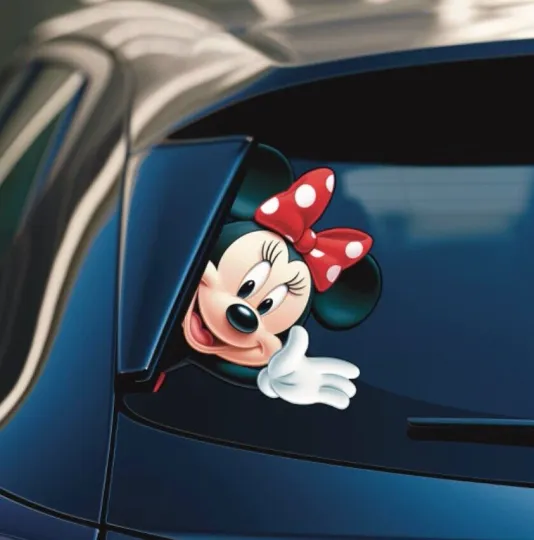Discover Minnie Mouse Window Peeker Vinyl Sticker Decal Disney Car Cute Minnie Mouse