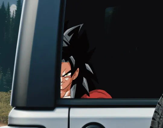 Goku Super Saiyan 4 Corner Peeker Window Sticker Vinyl Dragon Ball Decal