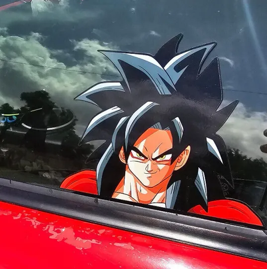 Super Sayian 4 Goku Corner Window Peeker Vinyl Decal / Car Sticker / Peekaboo