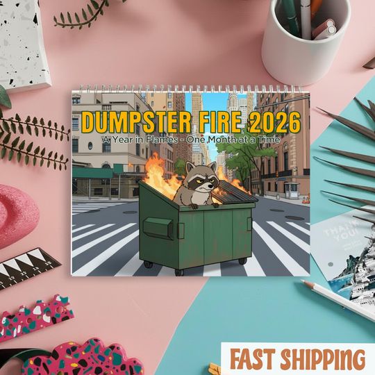 Discover Funny Raccoon Dumpster Fire Calendar 2026, Office Supplies, Home & Living