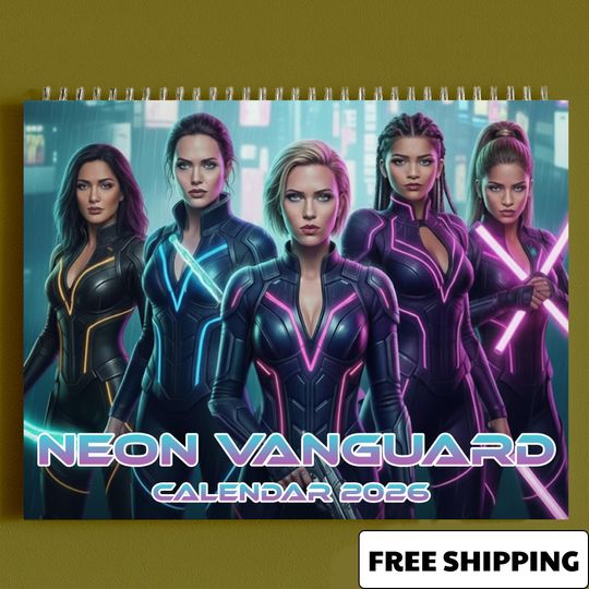 Cyberpunk Girls Calendar 2026, Sci-Fi Monthly Planner, Futuristic Sexy Women Calendar, Hollywood Cyber Punk Decor, Gift for Him