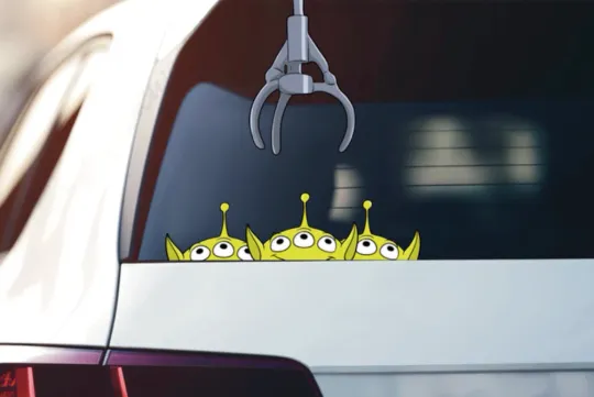 Discover Pizza Planet Claw Aliens Peeker Sticker Vinyl Car Stickers