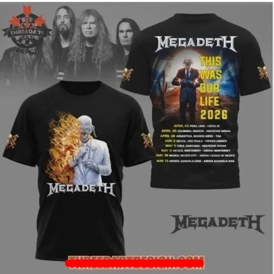 Megadeth This Was Our Life 2026 Tour All Over Print 3D T-Shirt