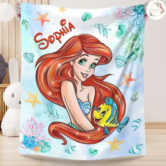 Discover Personalized Disney Princess Ariel Blanket Gift For Friends, Kids