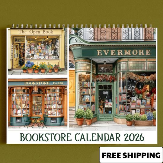 Discover Whimsical Book Lover Wall Calendar 2026, Bookstore Cozy Reading Nook Monthly Planner, Watercolor Poster Wall Art