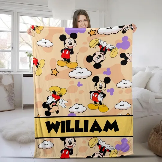 Discover Personalized Funny Disney Mickey Mouse Fleece Blanket