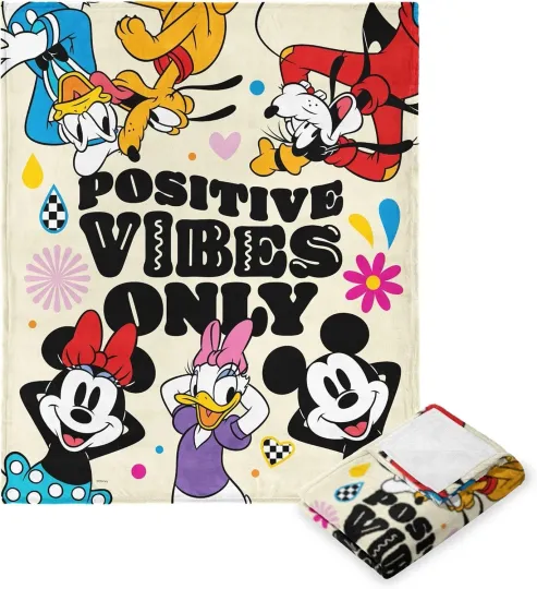 Discover Disney Mickey Mouse & Friends Positive Vibes Only Fleece Blanket