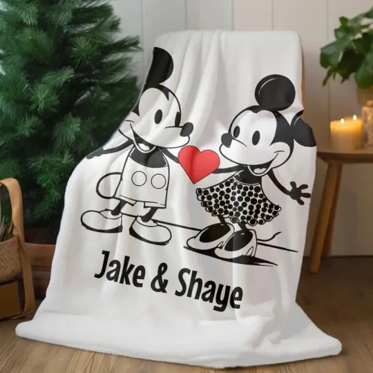 Discover Personalized Mickey And Minnie Disney Couples Fleece Blanket