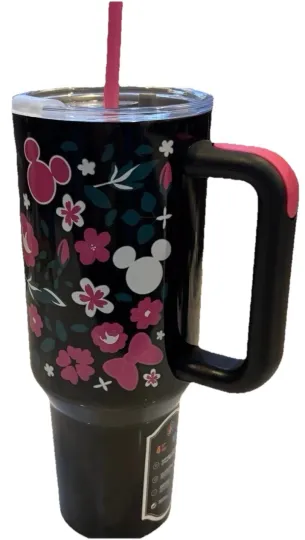 Discover Disney Minnie Mouse 40oz Tumbler Cup with Straw and Handle Stainless Steel