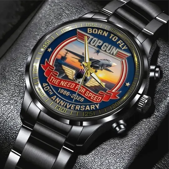 Top Gun 40th Anniversary 2026 Black Stainless Steel Watch