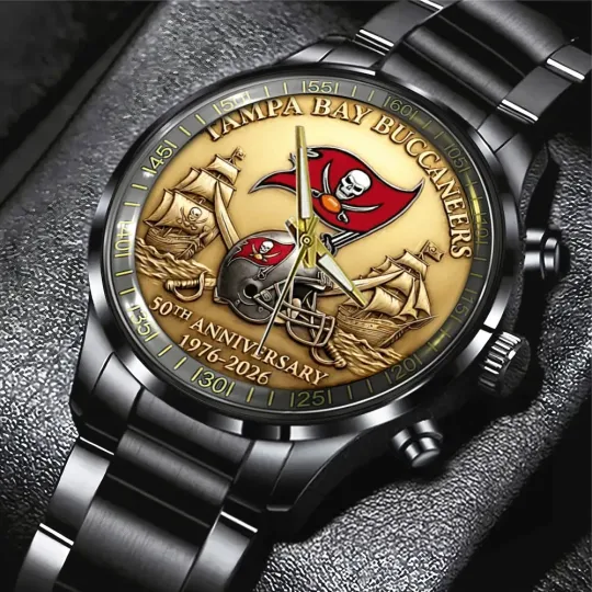 Buccaneers 50th Anniversary Black Stainless Steel Watch