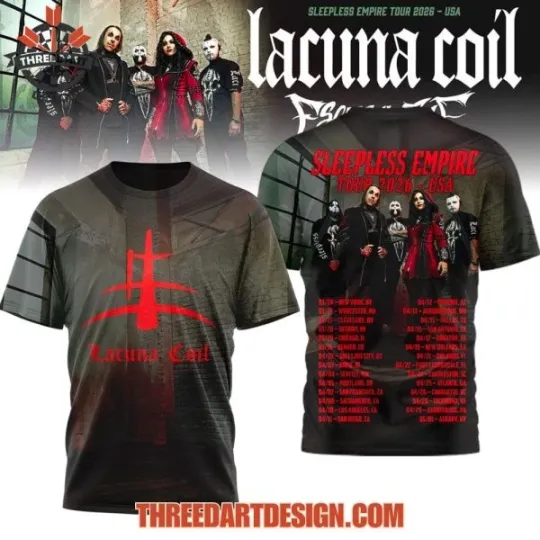 Discover NEW!! Lacuna Sleepless Tour 2026 USA T-Shirt 3D