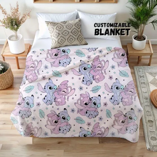 Discover Disney Stitch And Angel Aloha Fleece Blanket