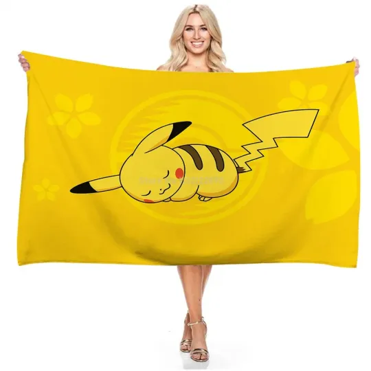 Cartoon PKM Pika Bath Towel Microfiber Summer Beach Towel