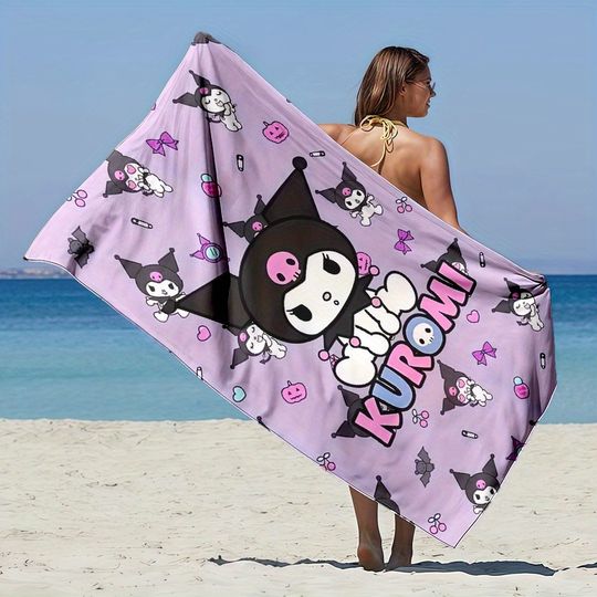 Adorable KUROMI-Printed Beach Towel for Summer Fun