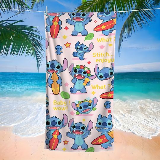 Stitch Pixel Art Beach Towel