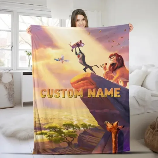 Discover Disney The Lion King Mufasa Simba Rising Sun Customize Fleece Blanket
