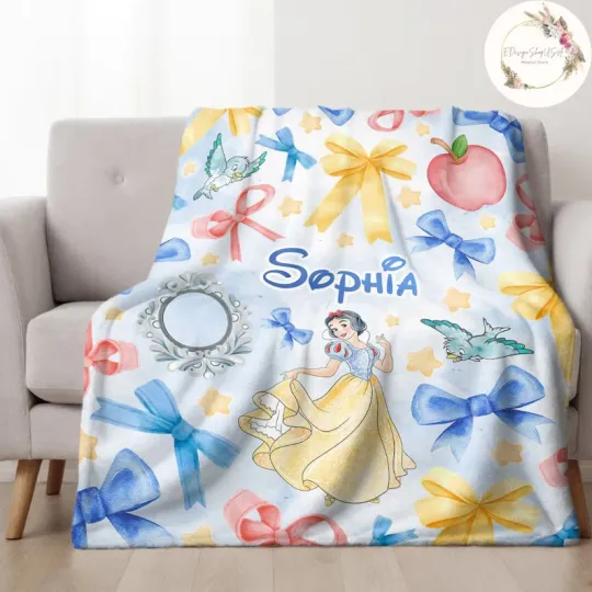 Discover Personalized Disney Snow White And The Seven DwarfBlanket Gift For Friends, Kids