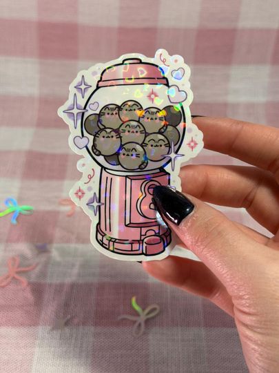 Pusheen Gumball Machine Holographic Vinyl Sticker