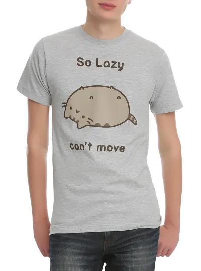 Discover Pusheen The Cat So Lazy T-Shirt Grey Licensed
