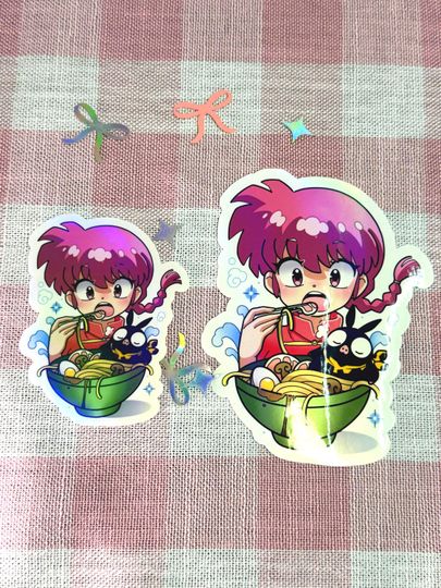 Ranma 1/2 Ramen Holographic Vinyl Kawaii Sticker