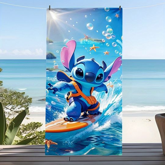 Lilo & Stitch Surfing Beach Towel