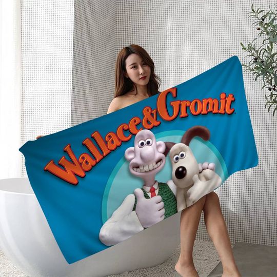 Discover Cartoon W-Wallace And G-Gromit Beach Towel Cartoon Cute Summer Kids Bath Pool Beach Towel Microfiber Absorbent For Swimming