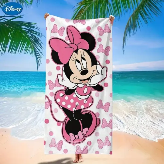 Discover Disney Minnie Mouse Beach Towel: Cute Design for summer Fun! Suitable for bath towels, beach towels, vacations