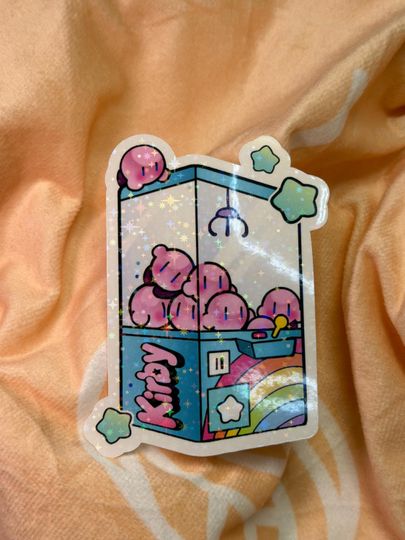 Discover Kirby Claw Machine Holographic Vinyl Sticker