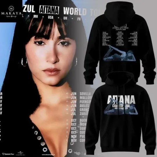 Discover Aitana Cuarto 2026 Azul World Tour Schedule Celebration Hoodie