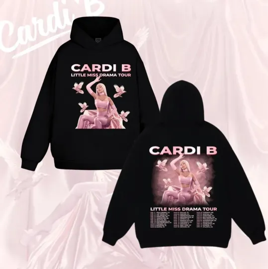 Discover Cardi B Inspired Little Miss Drama Tour 2026 Double Sided Hoodie