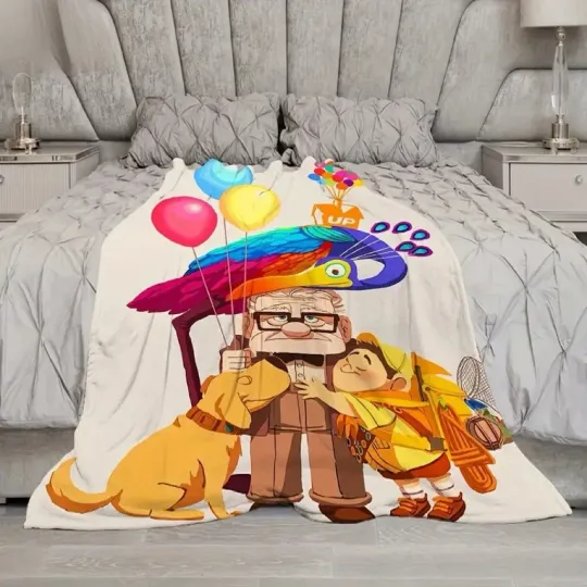 Discover Up Carl Russel And Dug, Disney Character Blanket, Fleece Blanket